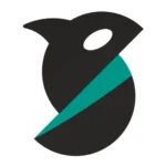 a black and blue logo