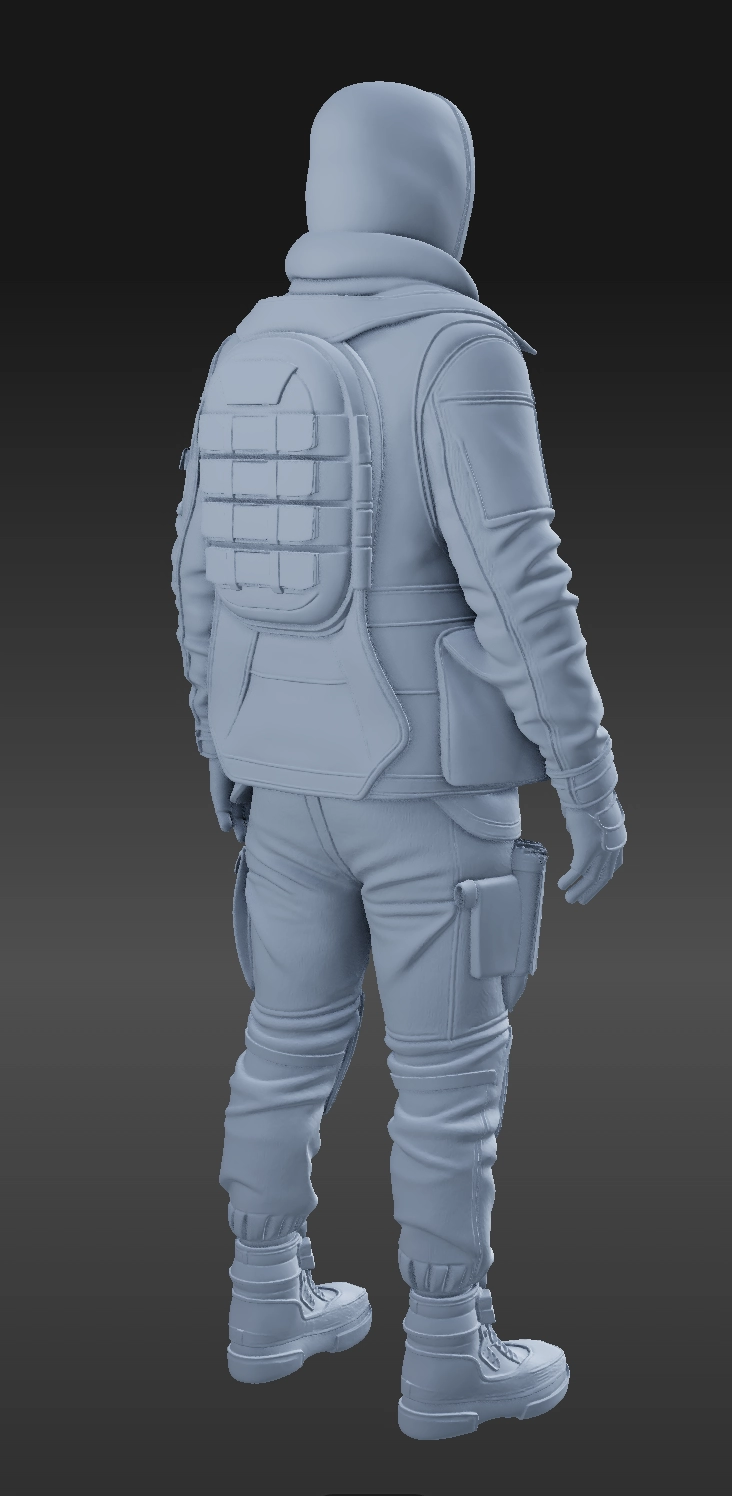 Test complet de Hitem3D 1.5 3 Modèle 3D d'un personnage de jeu vidéo vu de dos